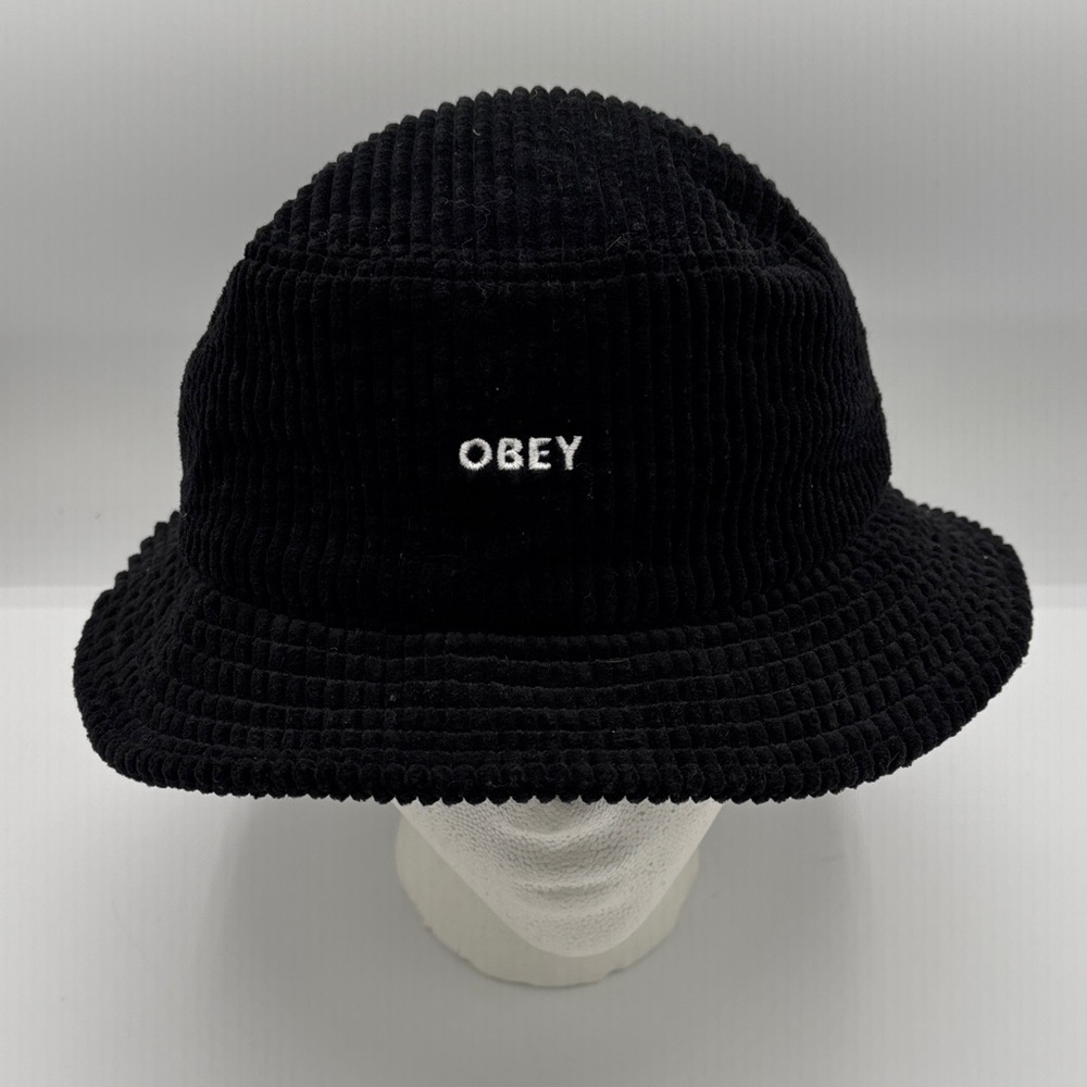 Obey Clothing Black Corduroy Bucket Hat Embroidered - One Size